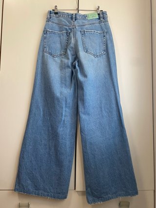 Jeans vita alta wide leg strappati