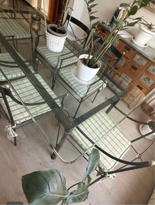 Mesa comedor cristal y 6 sillas