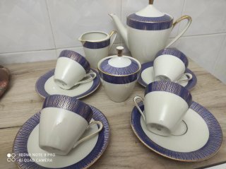 Set Tè Porcellana Vintage Blu e Bianco