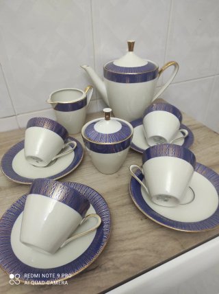 Set Tè Porcellana Vintage Blu e Bianco