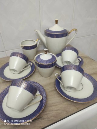 Set Tè Porcellana Vintage Blu e Bianco