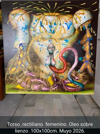 Pintura En la cuerda floja 100x100cm