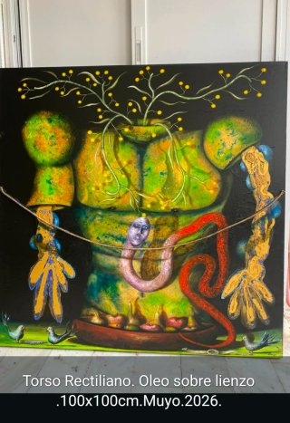 Pintura En la cuerda floja 100x100cm