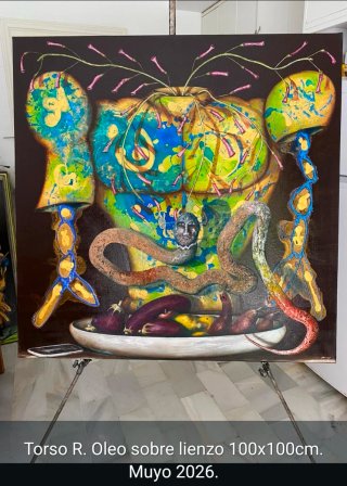 Pintura En la cuerda floja 100x100cm