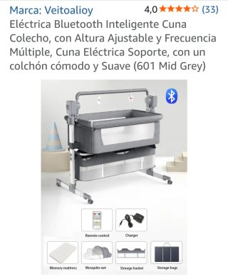 Cuna Colecho Electrónica Inteligente+Colchón NUEVO