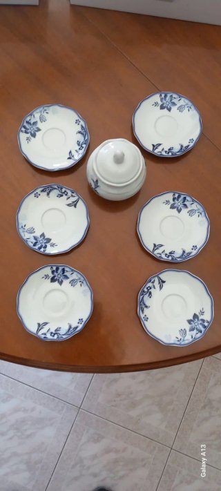 Servizio caffè porcellana blu e bianco