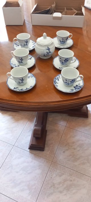 Servizio caffè porcellana blu e bianco