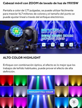 Cabeza Móvil LED Zoom 19x15W
