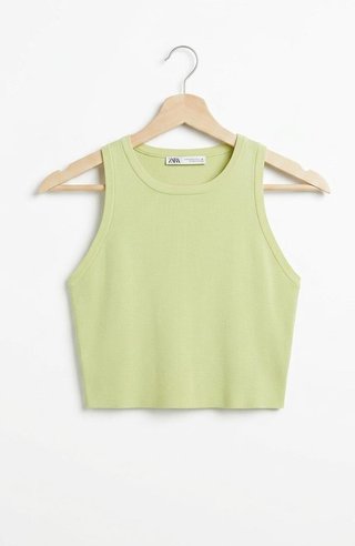 Top corto punto Zara verde lima