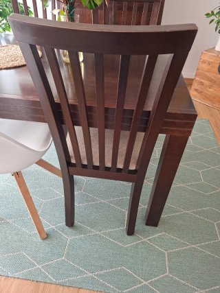 3 Sillas de comedor nogal italiano tapizadas beig