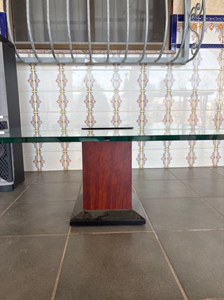 Mesa de centro cristal y madera