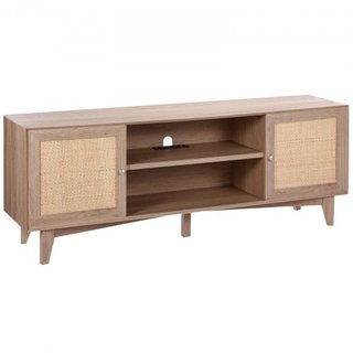 Soporte de TV de ratán 191cm Televisor Armario de TV Boho Mueble de TV de roble