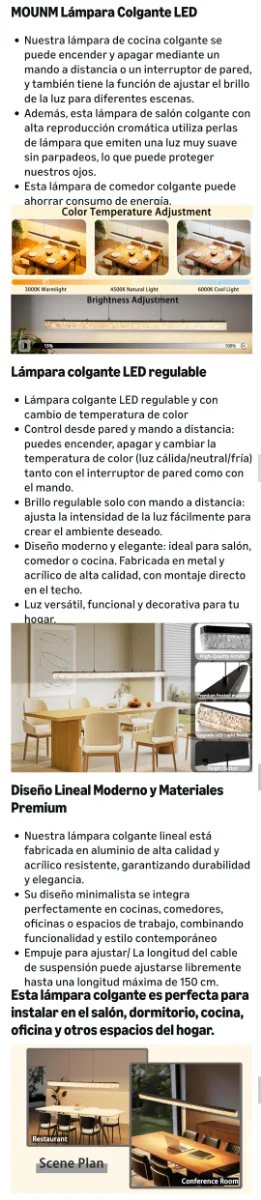Lámpara Colgante LED Moderna Regulable