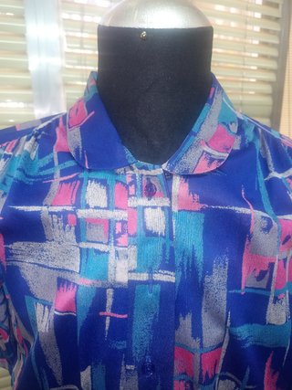 Vestido vintage gasa estampado azul.