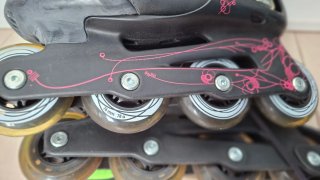 Patines Oxelo+rodilleras Talla 38 Negro/Rosa
