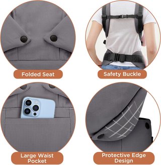 Mochila portabebés GAGAKU Gris - Nueva -