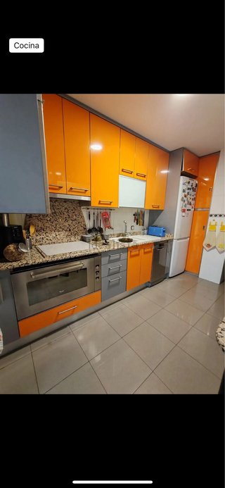 Muebles de Cocina Naranja y Gris