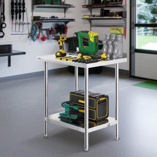 Tavolo da Lavoro in Acciaio Inox 24 x 30 x 36 Pollici, Tavolo Preparazione Alimenti Commerciale, Tavolo da Lavoro Pesante, Tavolo da Lavoro in Metallo Regolabile per Ristorante