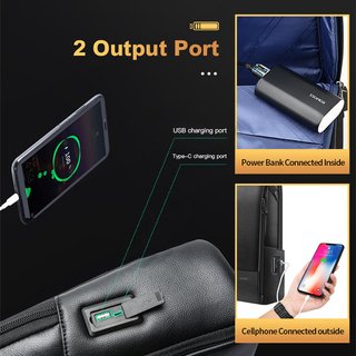 Mochila Negra Carga USB Portátil 15 Pulgadas