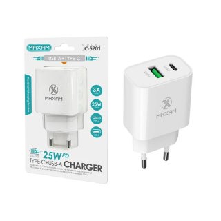 Cargador MAXAM USB-A+C QC PD 25W