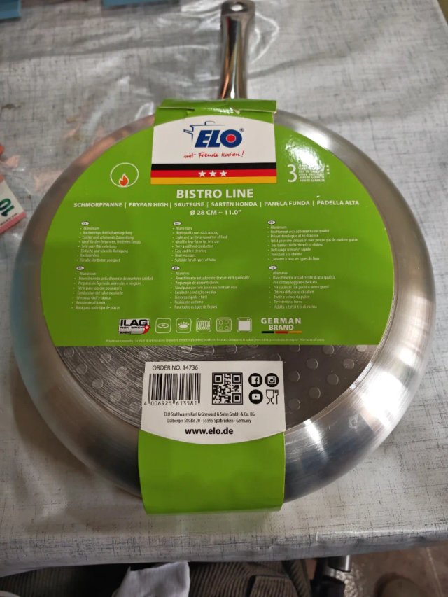 Sartén Elo Bistro Line 28 cm. De aluminio.