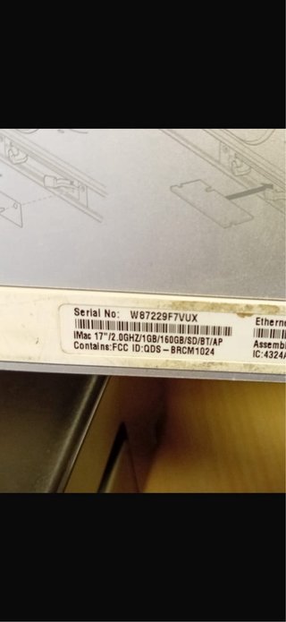 iMac 17 2.0GHz 1GB RAM 160GB HDD