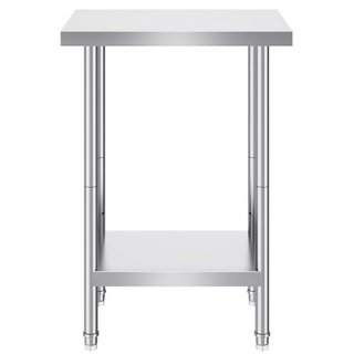 Mesa de Preparación de Acero Inoxidable, 24 x 18 x 34 Pulgadas, Mesa de Trabajo de Metal de Alta Resistencia con 3 Niveles de Altura Ajustables, Estación de Trabajo Comercial para Cocina, Garaje, ...