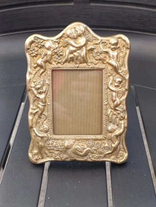 Cornice antica in ottone dorato
