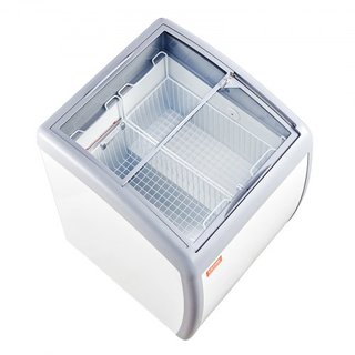 Vitrina de Helados Comercial, Congelador de Cofre de 154 L, Congelador Profundo Móvil con Tapa de Vidrio, Gabinete de Dipping de Gelato para Restaurante con 2 Cestas de Alambre, 2 Puertas de Vidri...