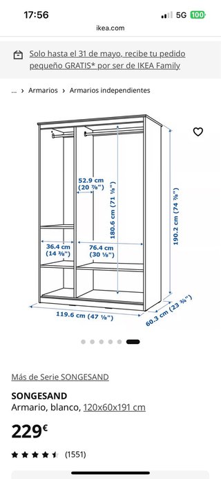 Armario SONGESAND IKEA Blanco