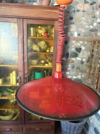 Lampada vintage metallo traforato rosso