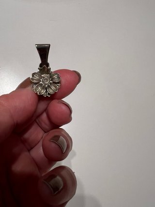 Pendientes antiguos perla flor plata