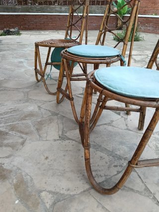 Set 3 Sillas Ratan Vintage Marca local.