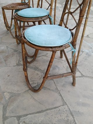 Set 3 Sillas Ratan Vintage Marca local.