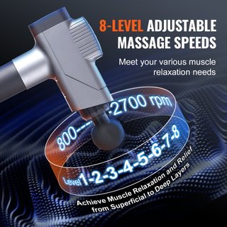 Pistola de Masaje de Tejido Profundo, Masajeador de Percusión para Atletas - con 8 Niveles de Velocidad y 6 Cabezas de Masaje, Baterías de 16V 2500mAh, Pistola de Masaje Portátil para Alivio del D...