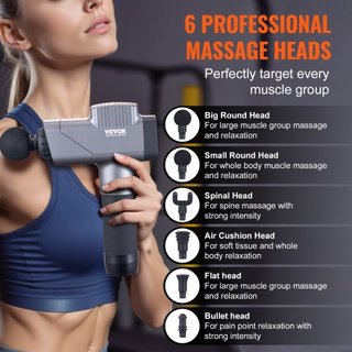 Pistola de Masaje de Tejido Profundo, Masajeador de Percusión para Atletas - con 8 Niveles de Velocidad y 6 Cabezas de Masaje, Baterías de 16V 2500mAh, Pistola de Masaje Portátil para Alivio del D...