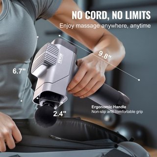 Pistola de Masaje de Tejido Profundo, Masajeador de Percusión para Atletas - con 8 Niveles de Velocidad y 6 Cabezas de Masaje, Baterías de 16V 2500mAh, Pistola de Masaje Portátil para Alivio del D...