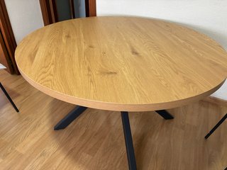 Mesa redonda madera y metal 120 cm