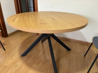 Mesa redonda madera y metal 120 cm