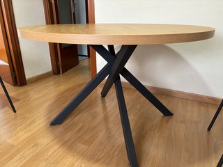 Mesa redonda madera y metal 120 cm