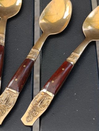 Set 6 Cucchiaini Ottone e Legno