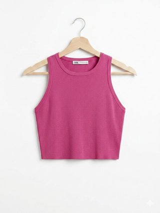 Crop top rosa punto Zara