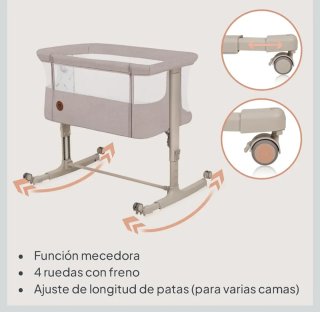 lionelo Aurora Cuna de colecho Mecedora 3 en 1