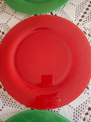 6 Bajoplatos Cristal Rojo y Verde.