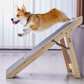 Escaleras para Mascotas de Madera/Pasos para Mascotas, Escalera de Perro de Madera Plegable 2 en 1 para Camas, Sofás y Coches, Escaleras y Rampa para Perros con 4 Pasos para Mascotas Pequeñas, Med...