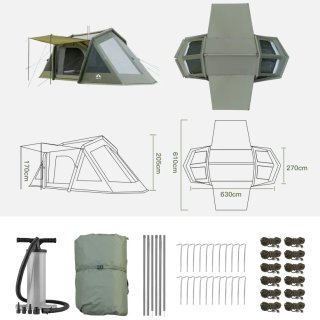 Tenda insuflável campismo 8 pessoas 6.30m
