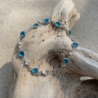 Pulsera Plata Cristales Azules Brillantes