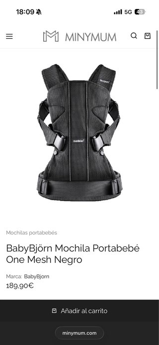 Mochila Portabebés BabyBjörn Negra