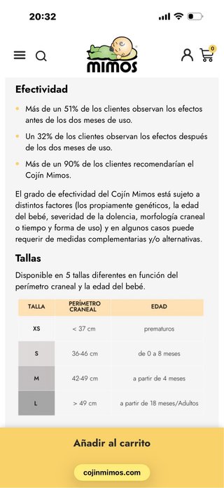 Cojín Mimos plagiocefalia  Talla M