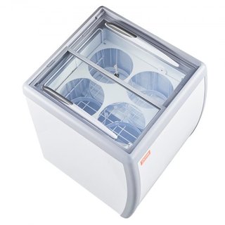 Vitrina de Helados Comercial, Congelador de 158 L, Congelador Profundo Móvil con Tapa de Vidrio, Gabinete de Dipping de Gelato para Restaurante, 2 Puertas de Vidrio Deslizantes, Ruedas con Bloqueo...